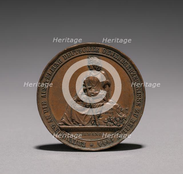 Medal Commemorating the Exhibition of Textiles, Berlin, 1844 (obverse), 1844. Creator: Emil Schilling (German).