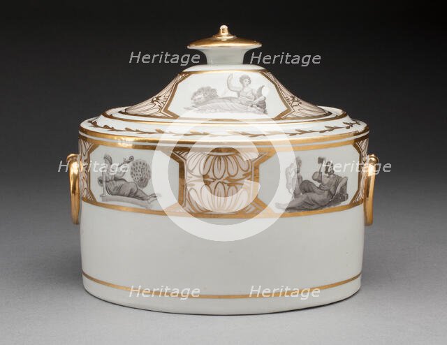 Sugar Bowl with Cover, Worcester, c. 1800. Creator: Royal Worcester.