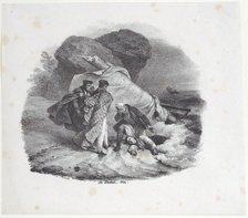 Shipwrecked Victim Thrown onto the Shore of Pourville, 1822. Creator: Émile Jean-Horace Vernet.