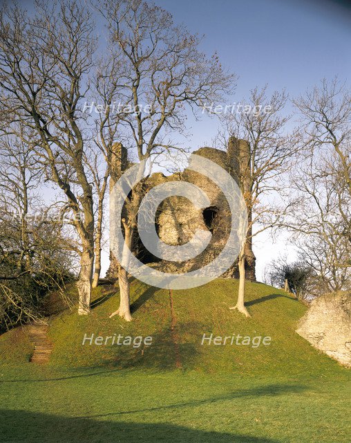 The keep with trees, Longtown Castle, Herefordshire, 1992. Artist: Unknown
