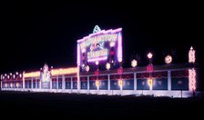 Walthamstow greyhound racing stadium illuminated to celebrate the Coronation of Elizabeth II, 1953. Creator: Arthur Charles Kirby Ware.