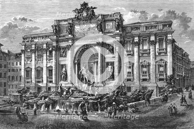 The fountain of Trevi, Italy, 19th century.Artist: Hildibrand