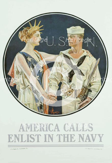 America Calls - Enlist in the Navy, 1917. Creator: Leyendecker; Joseph Christian (1874-1951).