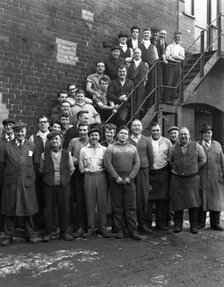 Group portrait of workers, Edgar Allen's steel foundry, Sheffield, South Yorkshire, 1963. Artist: Michael Walters