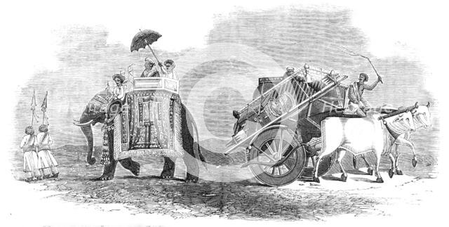 Harbee Nawab and Attendants - Elephant Prince; Bullock Cart for Removing Luggage, 1857.  Creator: Unknown.