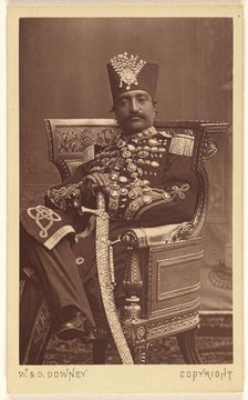 Nasar al-Din Shah Qajar, about 1865. Creator: W&D Downey.