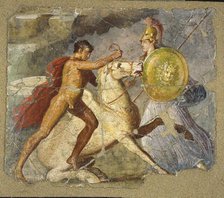 Pegasus and Bellerophon, 1st century. Creator: Roman-Pompeian wall painting.