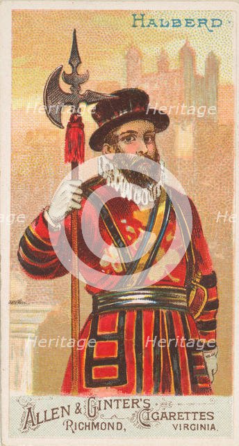 Halberd, from the Arms of All Nations series (N3) for Allen & Ginter Cigarettes Brands, 1887. Creator: Allen & Ginter.