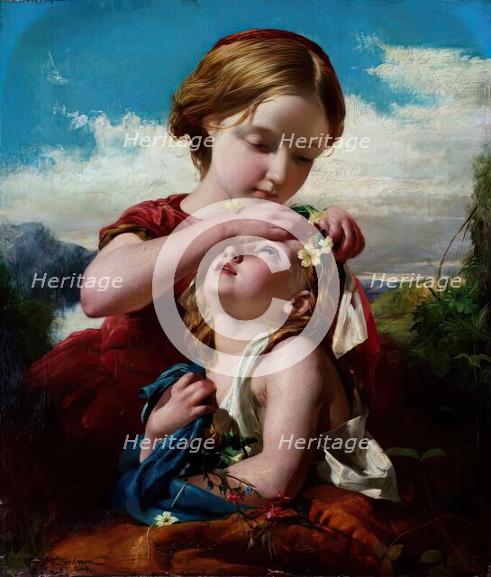 The Time of Primroses, 1854. Creator: Robert Herdman.