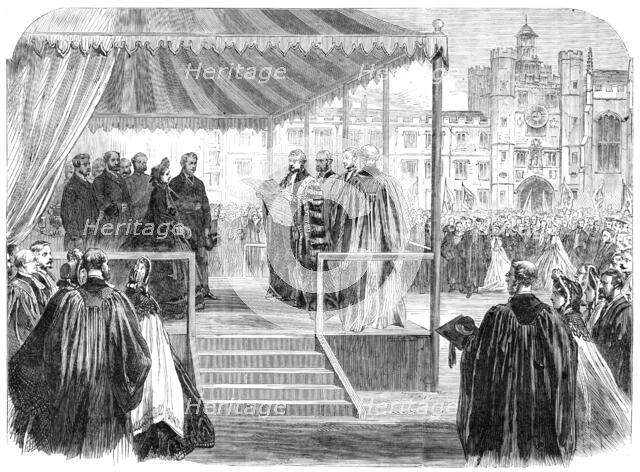The Royal Visit to Cambridge: presentation of the university address to the Prince And..., 1864. Creator: Unknown.