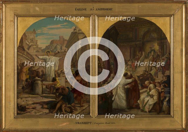 Esquisse pour l'église Saint-Ambroise : saint Augustin faisant cesser un usage..., c.1872-1875. Creator: Jules Eugene Lenepveu.