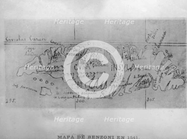 Map of Benzoni, (1541), 1920s. Artist: Unknown