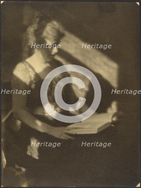 Portrait of a Woman with Book, 1907-1943. Creator: Louis Fleckenstein.