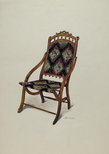 Folding Oak Chair, c. 1937. Creator: Florence Truelson.