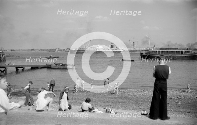 People on the beach at Gravesend, Kent, c1945-c1965. Artist: SW Rawlings