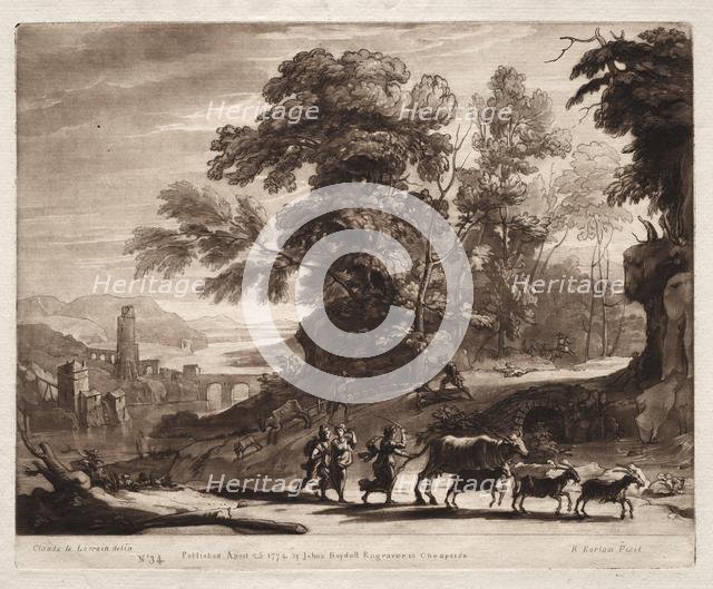 Liber Veritatis: No. 34, Peasants with Cattle attacked by Bandits, 1774. Creator: Richard Earlom (British, 1743-1822).