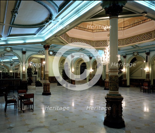 Hall of the Oriente Hotel in the Rambla in Barcelona, ??it was the cloister of the former College…