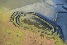 Caer Caradoc, an Iron Age multivallate hillfort earthwork, Chapel Lawn, Shropshire, 2024. Creator: Damian Grady.