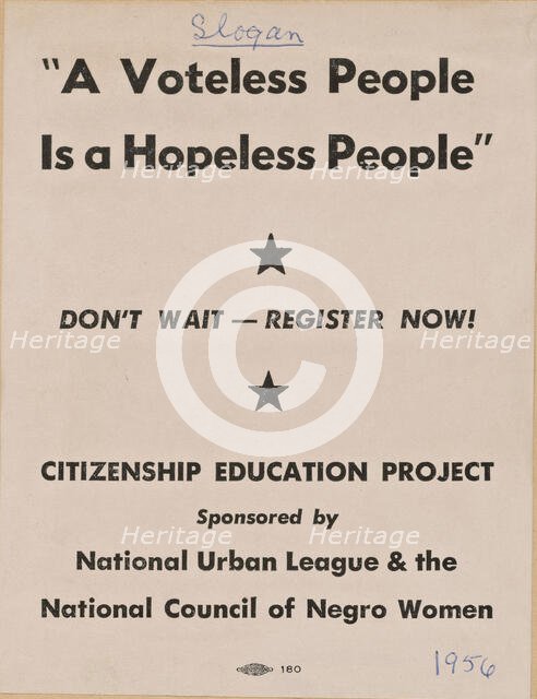 Flyer promoting the Citizenship Education Project, 1956. Creator: Unknown.
