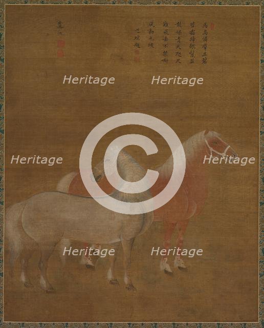Two Horses, 1644-1911. Creator: Yu Yuan (Chinese, active 1700s), attributed to.