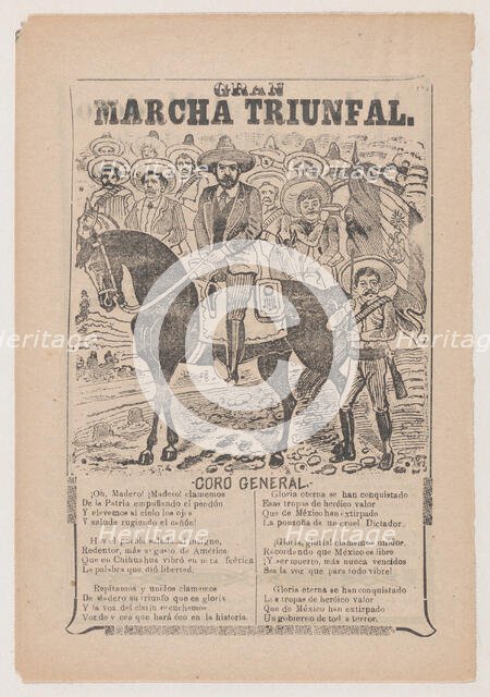 Gran marcha triunfal : coro general - Francisco I. Madero and Emiliano Zapata, ca. 1910. Creator: José Guadalupe Posada.