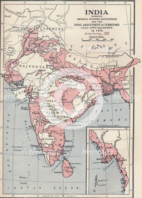 Map of India in 1856 (1906).  Artist: Unknown.