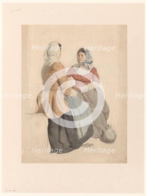 Two seated women with a jug, 1819-1849. Creator: Willem Hendrik Schmidt.