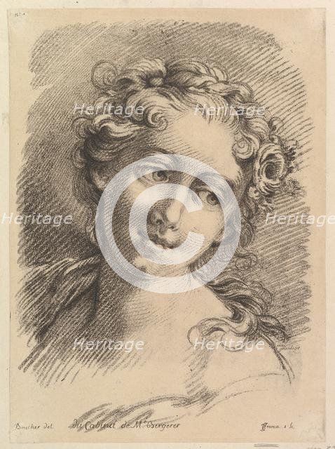 Head of a Woman, 1748-69. Creators: Jean Charles Francois, Francois Boucher.