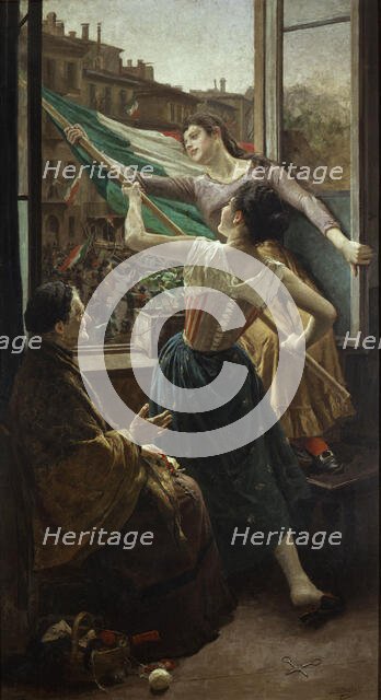 Episode of the Cinque Giornate di Milano in piazza Sant'Alessandro, 1890. Creator: Stragliati, Carlo (1869-1925).