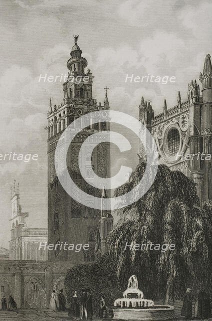 The Cathedral with the Giralda, Seville, Andalusia, Spain, 1853.  Creator: Unknown.