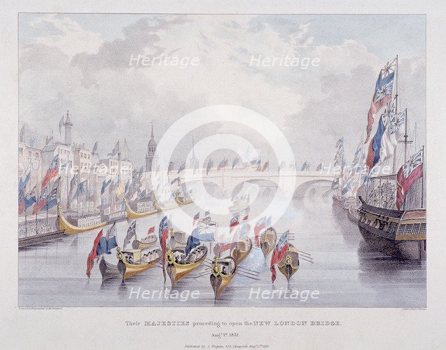 London Bridge (new), London, 1831. Artist: Charles Etienne Pierre Motte