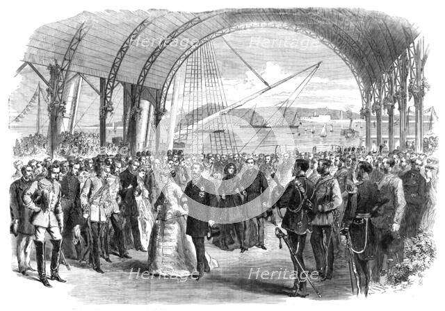 Visit of the Prince and Princess of Wales to Ireland: the Royal Party landing at...Kingstown, 1868. Creator: Unknown.
