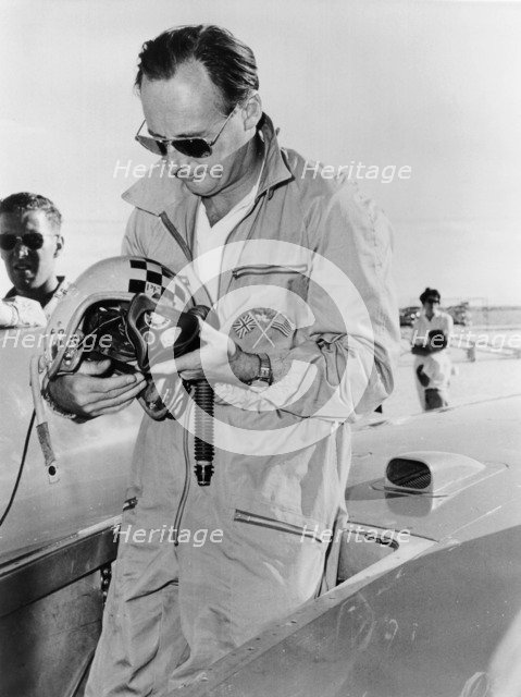Donald Campbell at Bonneville Salt Flats, Utah, 1960. Artist: Unknown