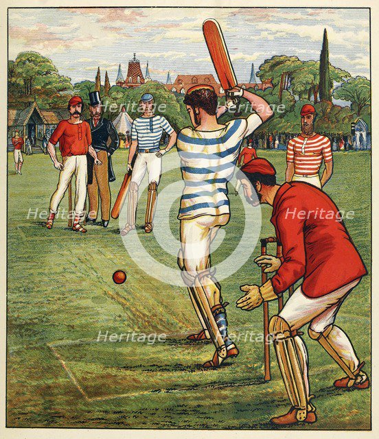 Cricket, from British Sports and Games, pub. C. 1880. Creator: English School (19th Century).
