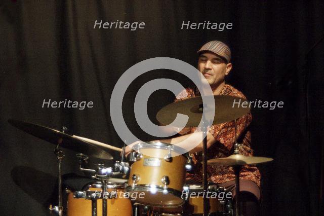 Elias Kacomandis, Carmen Souza's Silver Messengers, Verdict Jazz Club, Brighton East Sussex, 2019. Creator: Brian O'Connor.