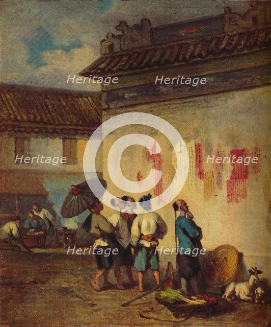 'Coolies Reading a Proclamation, Macao', c1840. Artist: George Chinnery.