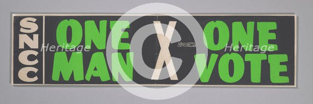 Bumper sticker with the slogan One Man, One Vote, 1962 - 1965. Creator: Unknown.