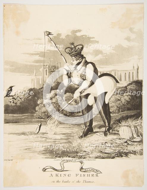 A King Fisher on the Banks of the Thames, 1827. Creator: Monogrammist JVS.