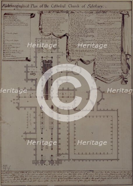 An Ichnographical Plan of the Cathedral Church of Salisbury, 1720-1780.  Creator: Unknown.