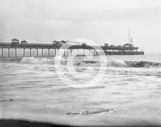 Pier with whale skeleton, Boscombe Pier, Boscombe Spa, Bournemouth, Dorset, c1900. Creator: Robert Augustus Henry L'Estrange.