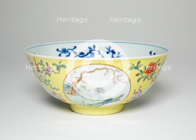 Bowl with Six Goats, Qing dynasty (1644-1911), Daoquang reign mark and period (1821-1850). Creator: Unknown.