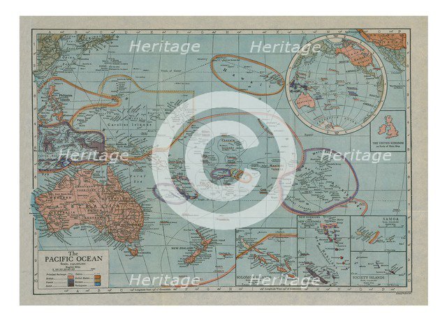 Map of the Pacific Ocean, c1910s. Creator: Emery Walker Ltd.