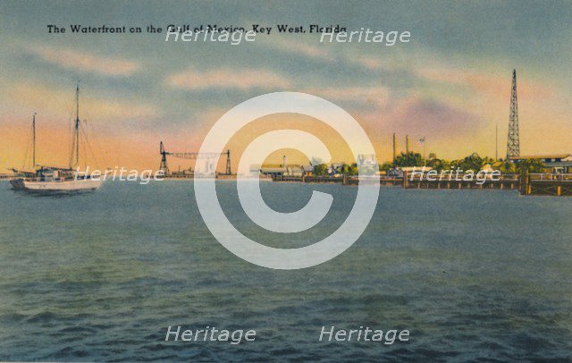 'The Waterfront on the Gulf of Mexico, Key West, Florida', c1940s. Artist: Unknown.