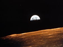 View of Earth from Apollo 10 orbiting the Moon, 1969. Artist: Unknown