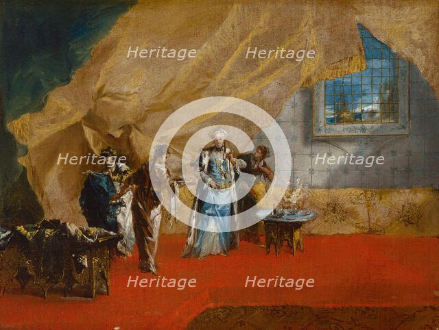 Interior: A Sultana taking Coffee in the Harem, 1742/43. Creator: Antonio Guardi.