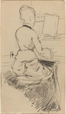 Young Woman Seated at a Piano [recto], c. 1890. Creator: Jean Louis Forain.