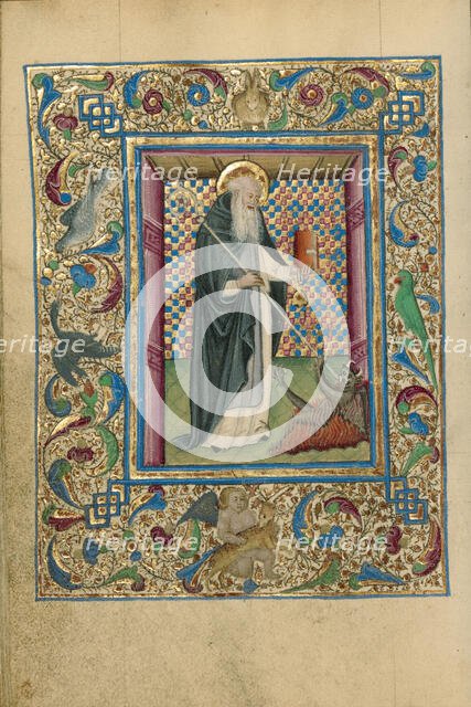 Saint Anthony Constraining a Devil; Book of Hours, about 1460. Creator: Unknown.