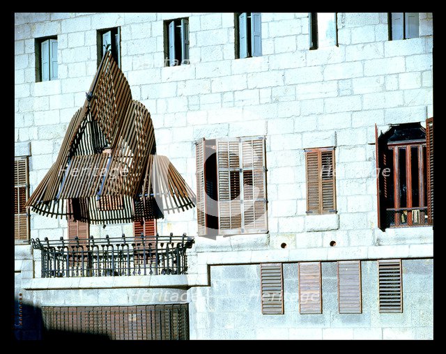 Detail of the façade of the attached platform of the Güell Palace 1886-1890, work by Antoni Gaudí…
