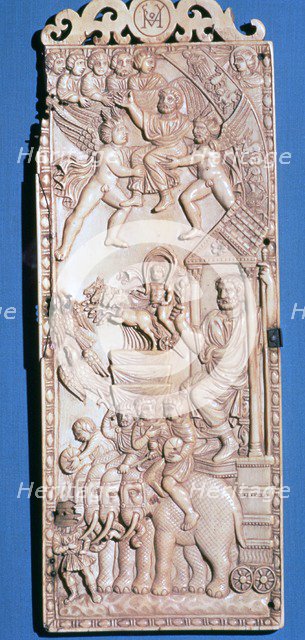 Ivory lead of a diptych showing the apotheosis of an emperor, 2nd century. Artist: Unknown