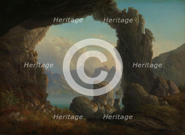North-Norwegian Landscape with Natural Arch, 1859. Creator: Christian Due.